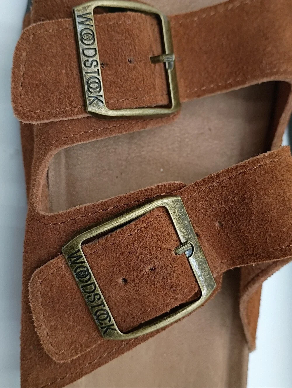 Woodstock Bert Sandals Mens Brown Suede Leather Double-Buckle Size 12M